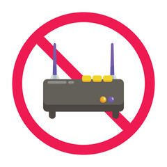 Obraz premium No wifi router sign, broadband router forbidden symbol, no internet router icon, wireless router restriction sign, wifi networking device prohibited symbol