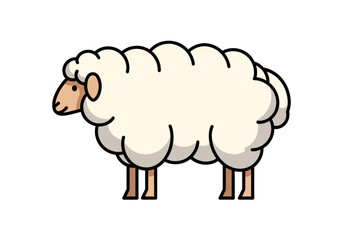 Cartoon sheep standing alone profile. © Afif