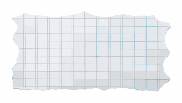 Torn piece of white grid paper with light blue lines a jagged edge and a transparent background