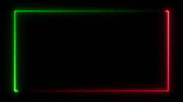 Glowing Neon Seamless loop animation rectangle frame. Animated borders frame loop animation on black background. 4k video