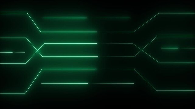 Glowing neon AI innovation background polygonal microchip AI chip technology electronic circuit board texturea animation on black background,,,,