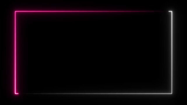 Glowing Neon Seamless loop animation rectangle frame. Animated borders frame loop animation on black background. 4k video