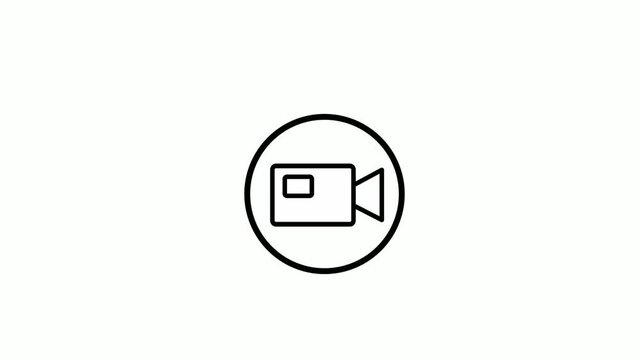 Video camera button animated icon for media player technology, cinema, play movie, motion picture, film, record, entertainment and other. 4K video with alpha channel background. 4k