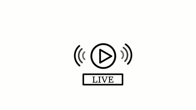 Live streaming video with sound wave animated icon for broadcasting, play podcast, social media, watch live digital technology. alpha channel. 4k animation