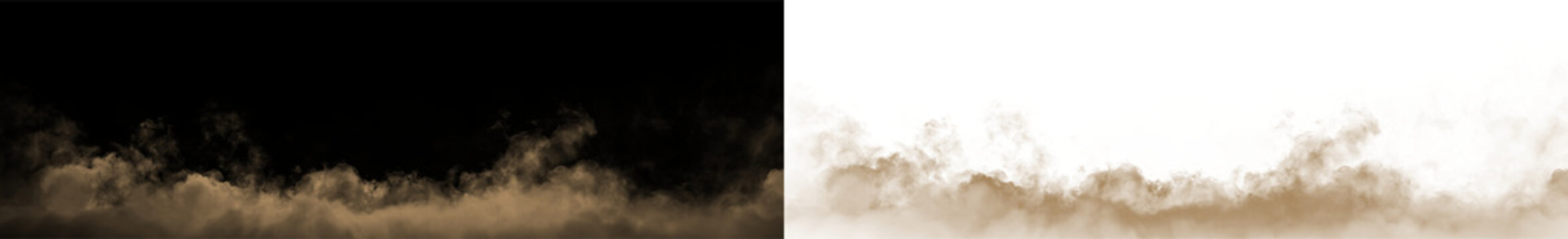 Brown smoke on a transparent background showing a flow pattern in an abstract style during daytime