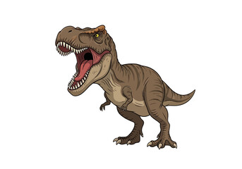 Brown cartoon dinosaur standing open mouthed. © Afif