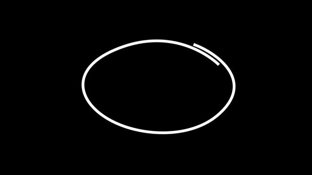 Hand-drawn oval frame circle animation, Hand-drawn stop motion black circle highlight with transparent background. hand drawn accents and highlight elements.