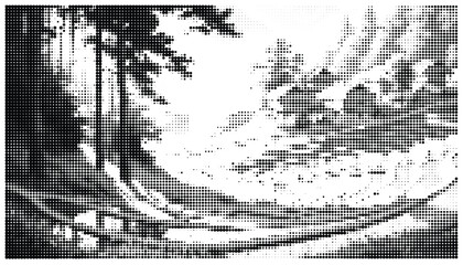 Detailed city map with streets and buildings in black and white line art © Fahmida
