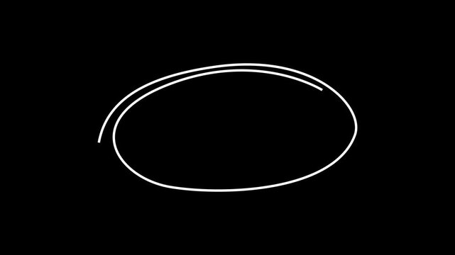 Highlight or emphasis effect, hand drawing circles animation on black background, white circle drawing. Marker sketch round shape, Abstract scribble motion, 4k 