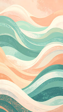 Pastel waves flow in mint and cream with a fresh handmade and calm mood generative AI