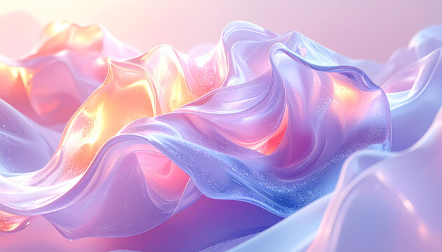 Liquid glass waves flow through gradients creating iridescent and elegant minimalist luxury mood generative AI