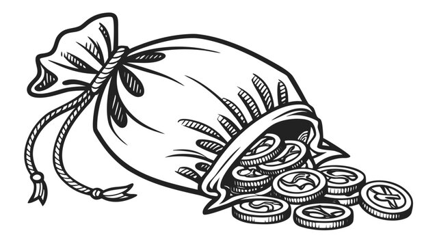 Vector illustration of a sack full of gold coins