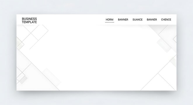 Minimalist White Business Website Banner Template with Abstract Geometric Line Shapes and Clean Modern Layout