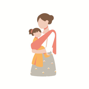 Mother carrying baby in sling, family bonding