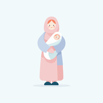 Mother holding a baby tenderly
