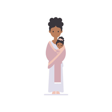 Mother carrying baby in traditional Somali Dirac dress