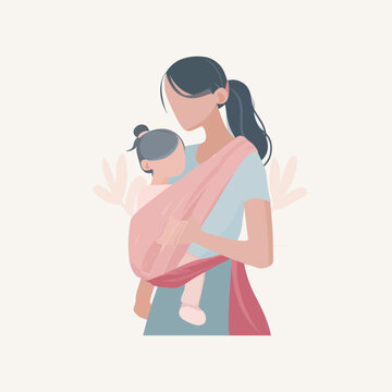 Mother holding baby in pink sling