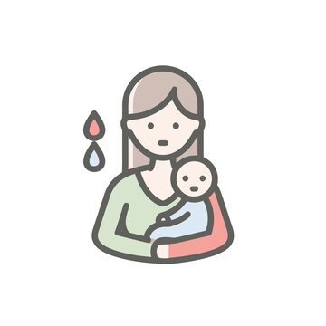 Mother Holding Distressed Baby Icon