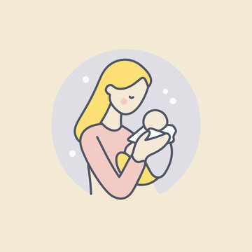 Mother Holding Newborn Baby with Gentle Care