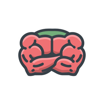 Muscular Brain Icon Representing Mental Strength