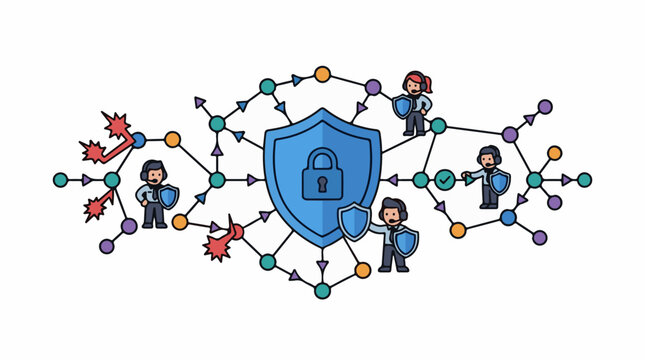 Digital network secured by shield guarded by people