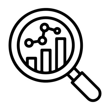 Financial bar chart analysis under magnifying glass icon with magnifying analysis financial business research