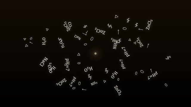 Chemistry Formulas and Molecular Symbols Vortex Motion Graphic