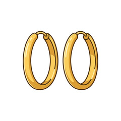 Golden hoop earrings on white background. © bagmany