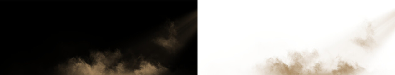 Fototapeta premium Brown smoke on a transparent background creates a dynamic visual effect during an art project or design work