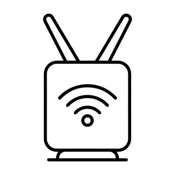 Wireless internet router icon with antennas and wifi signal symbol for network connectivity wireless internet