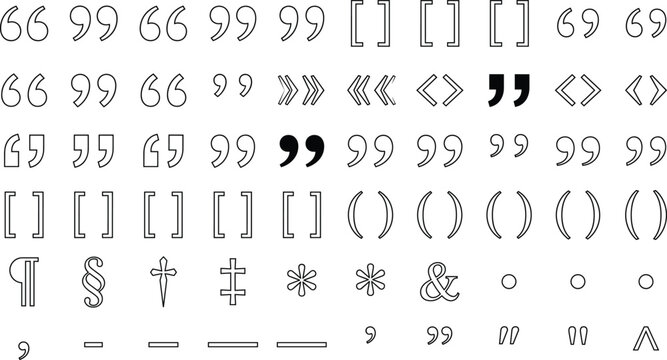 Minimalist typographic punctuation symbols vector set for design and publishing