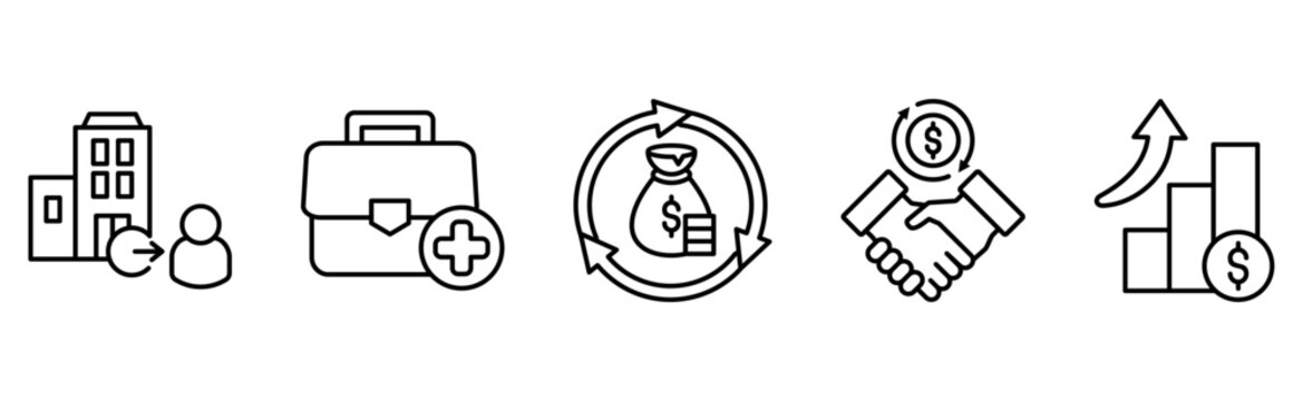 Business Investment and Financial Growth Icon Set 