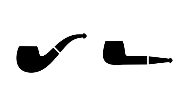 Classic black tobacco pipe icon set for vintage concepts