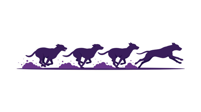 Silhouette of a dog running in a sequence of motion, capturing the dynamic action of a fast run