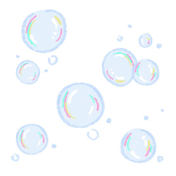 Cute hand drawn soap bubbles with colorful reflections and crayon texture. Perfect for digital scrapbooking,