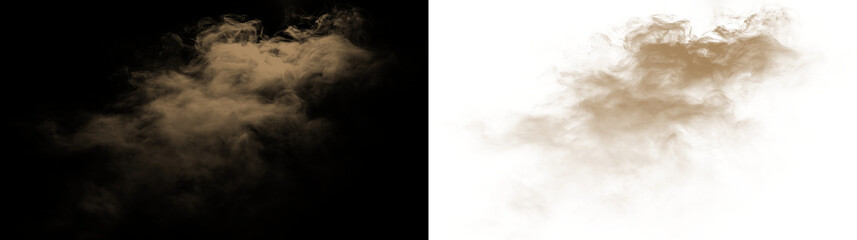 Brown smoke billows softly on a transparent background creating a subtle effect and inviting curiosity about its origin and purpose © Liubov