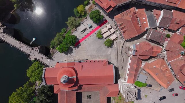 Top-Down Aerial View of Church of Saint Goncalo, Amarante, Portugal