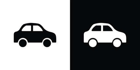 Fototapeta premium Minimalist black and white of two cars, side view automobile vehicle