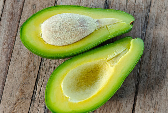 The avocado was cut in half.