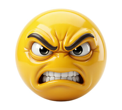 Angry yellow emoji face with furrowed brows and clenched teeth