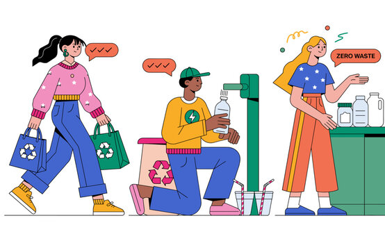 People Actively Practicing Zero Waste Living and Recycling Habits