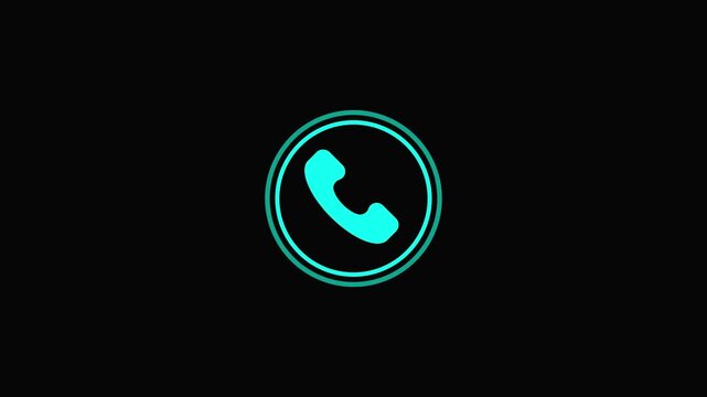 call icon animation. call concept on mobile phone screen animation . Incoming call phone icon you receive the message animated on black background. 