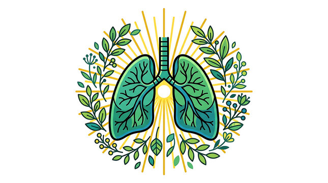 Green lungs illustration with medical and nature theme
