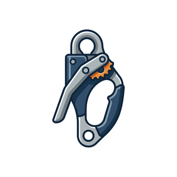 Vector illustration of a climbing ascender rope clamp device.