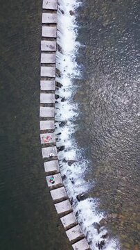 Top-Down View of Poldras Stepping Stones, Amarante, Portugal