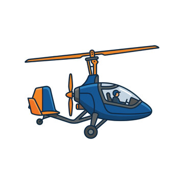 Autogyro aircraft illustration with pilot flying.