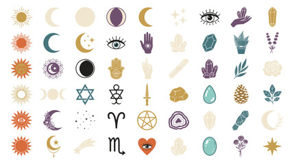 Mystic celestial and esoteric magic symbols collection for astrology. © SABIKUNNAHAR