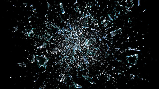 Explosion of glass fragments.