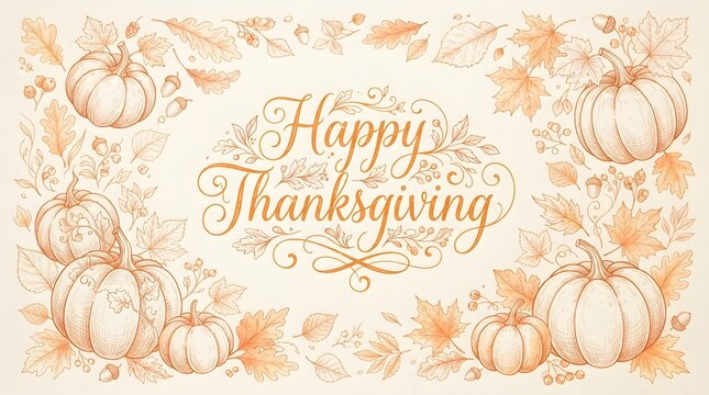Elegant thanksgiving background with pumpkins fall foliage perfect for holiday designs