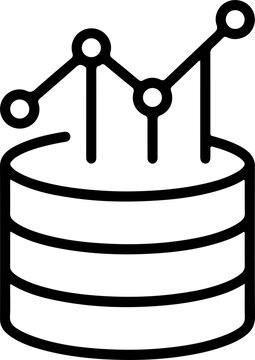 Database server icon with data growth line chart trend as PNG cutout